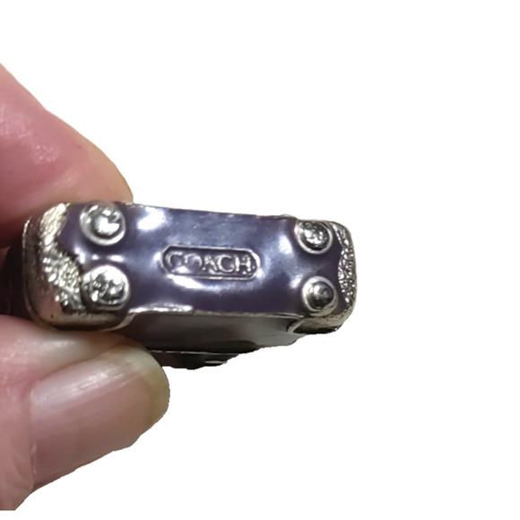 Coach Purple Metal purse Keychain Silver Tone Solid Metal - Picture 4 of 5